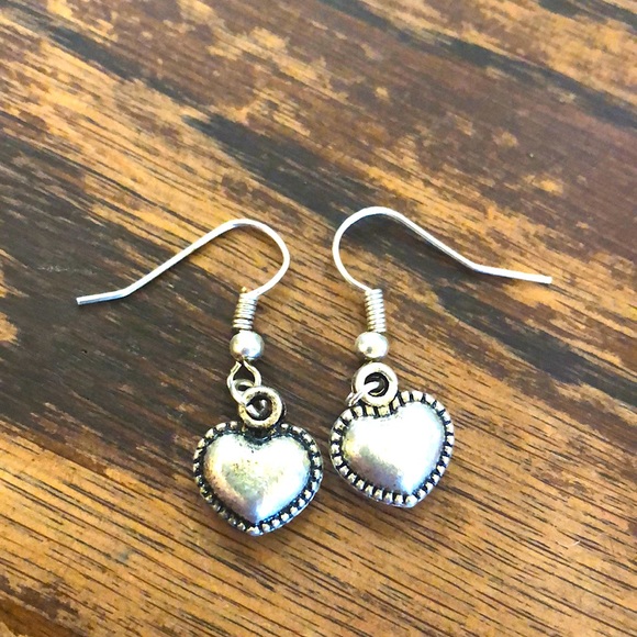 NorCalCloset Jewelry - 3/$15 • Silver Alloy Heart Dangle Earrings